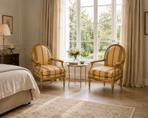 ANTIQUE FRENCH GILTWOOD BERGRE ARMCHAIRS SET OF 4 LOUIS XVI STYLE SALON CHAIRS - ADDITIONAL PHOTO 1