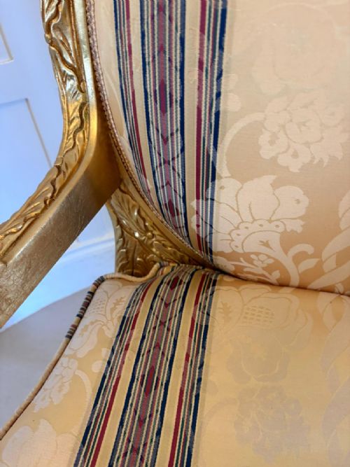 ANTIQUE FRENCH GILTWOOD BERGRE ARMCHAIRS SET OF 4 LOUIS XVI STYLE SALON CHAIRS - ADDITIONAL PHOTO 5