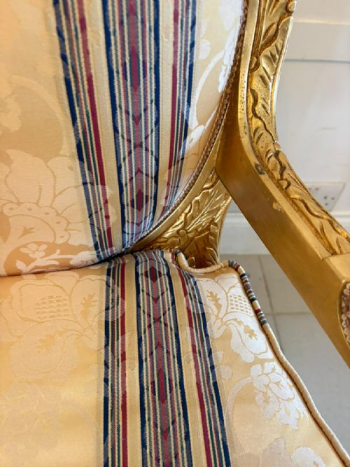 ANTIQUE FRENCH GILTWOOD BERGRE ARMCHAIRS SET OF 4 LOUIS XVI STYLE SALON CHAIRS - ADDITIONAL PHOTO 7
