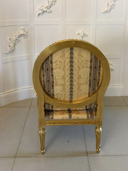 ANTIQUE FRENCH GILTWOOD BERGRE ARMCHAIRS SET OF 4 LOUIS XVI STYLE SALON CHAIRS - ADDITIONAL PHOTO 9