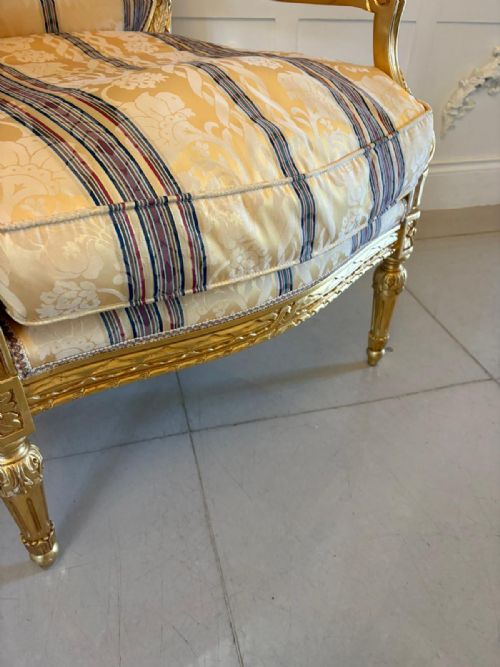 ANTIQUE FRENCH GILTWOOD BERGRE ARMCHAIRS SET OF 4 LOUIS XVI STYLE SALON CHAIRS - ADDITIONAL PHOTO 10