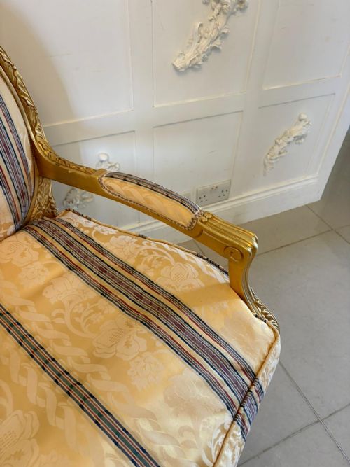 ANTIQUE FRENCH GILTWOOD BERGRE ARMCHAIRS SET OF 4 LOUIS XVI STYLE SALON CHAIRS - ADDITIONAL PHOTO 12