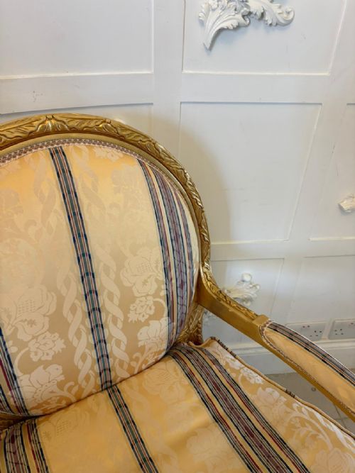 ANTIQUE FRENCH GILTWOOD BERGRE ARMCHAIRS SET OF 4 LOUIS XVI STYLE SALON CHAIRS - ADDITIONAL PHOTO 13