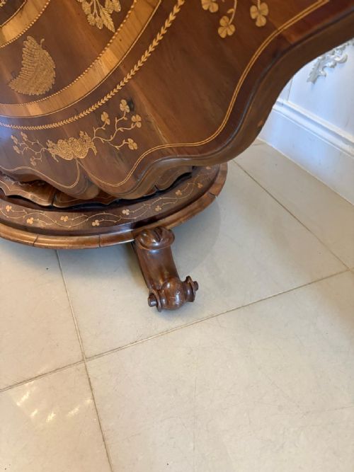 ANTIQUE EXHIBITION QUALITY IRISH KILLARNEY MARQUETRY INLAID YEW WOOD CENTRE TABLE LARGE ROUND ENTRY HALL TABLE ATTRIBUTED TO THE EGAN WORKSHOP - ADDITIONAL PHOTO 17
