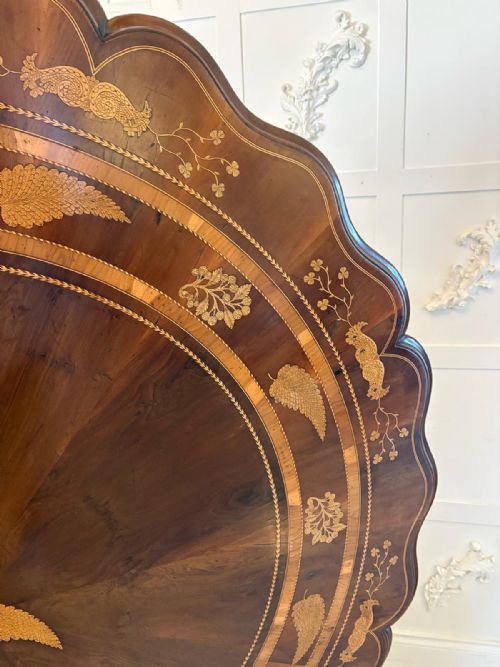 ANTIQUE EXHIBITION QUALITY IRISH KILLARNEY MARQUETRY INLAID YEW WOOD CENTRE TABLE LARGE ROUND ENTRY HALL TABLE ATTRIBUTED TO THE EGAN WORKSHOP - ADDITIONAL PHOTO 20