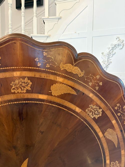 ANTIQUE EXHIBITION QUALITY IRISH KILLARNEY MARQUETRY INLAID YEW WOOD CENTRE TABLE LARGE ROUND ENTRY HALL TABLE ATTRIBUTED TO THE EGAN WORKSHOP - ADDITIONAL PHOTO 22