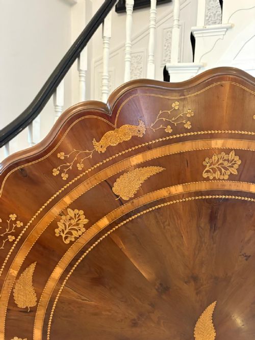 ANTIQUE EXHIBITION QUALITY IRISH KILLARNEY MARQUETRY INLAID YEW WOOD CENTRE TABLE LARGE ROUND ENTRY HALL TABLE ATTRIBUTED TO THE EGAN WORKSHOP - ADDITIONAL PHOTO 23