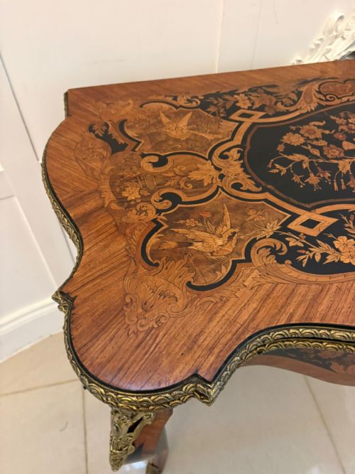 ANTIQUE FRENCH KINGWOOD MARQUETRY CARD TABLE CONSOLE TABLE ORMOLU MOUNTED LOUIS XV STYLE - ADDITIONAL PHOTO 12