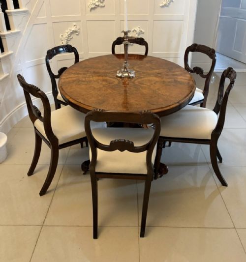 ANTIQUE VICTORIAN BURR WALNUT OVAL CENTRE DINING TABLE 6 SEATER TILT TOP - ADDITIONAL PHOTO 3