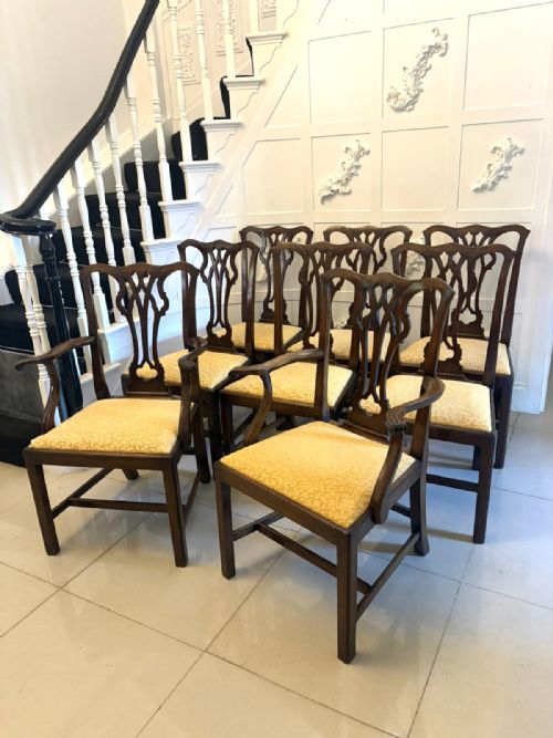 ANTIQUE VICTORIAN MAHOGANY DINING CHAIRS SET OF EIGHT 6 SINGLES 2 CARVERS ENGLISH - ADDITIONAL PHOTO 10