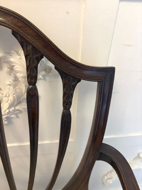 ANTIQUE ENGLISH EDWARDIAN MAPLE CO MAHOGANY SHIELD BACK DINING CHAIRS SET OF 10 - ADDITIONAL PHOTO 3