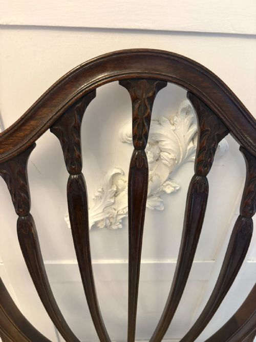 ANTIQUE ENGLISH EDWARDIAN MAPLE CO MAHOGANY SHIELD BACK DINING CHAIRS SET OF 10 - ADDITIONAL PHOTO 6