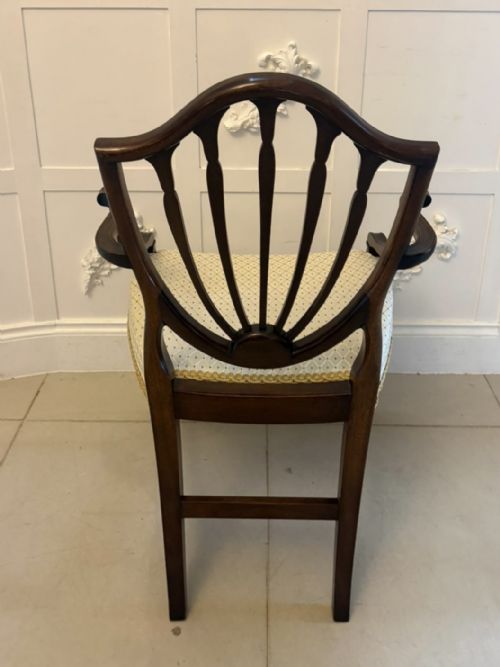 ANTIQUE ENGLISH EDWARDIAN MAPLE CO MAHOGANY SHIELD BACK DINING CHAIRS SET OF 10 - ADDITIONAL PHOTO 9
