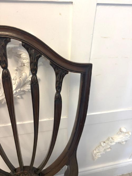 ANTIQUE ENGLISH EDWARDIAN MAPLE CO MAHOGANY SHIELD BACK DINING CHAIRS SET OF 10 - ADDITIONAL PHOTO 15