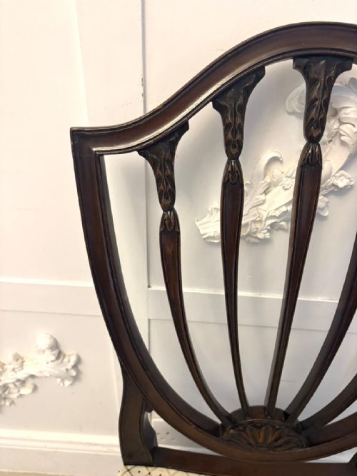 ANTIQUE ENGLISH EDWARDIAN MAPLE CO MAHOGANY SHIELD BACK DINING CHAIRS SET OF 10 - ADDITIONAL PHOTO 17