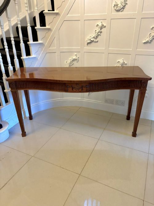 ANTIQUE MAHOGANY PAIR OF SERPENTINE SERVING CONSOLE TABLES WITH NEOCLASSICAL CARVING - ADDITIONAL PHOTO 8