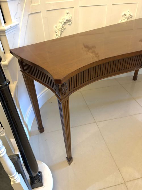 ANTIQUE MAHOGANY PAIR OF SERPENTINE SERVING CONSOLE TABLES WITH NEOCLASSICAL CARVING - ADDITIONAL PHOTO 13