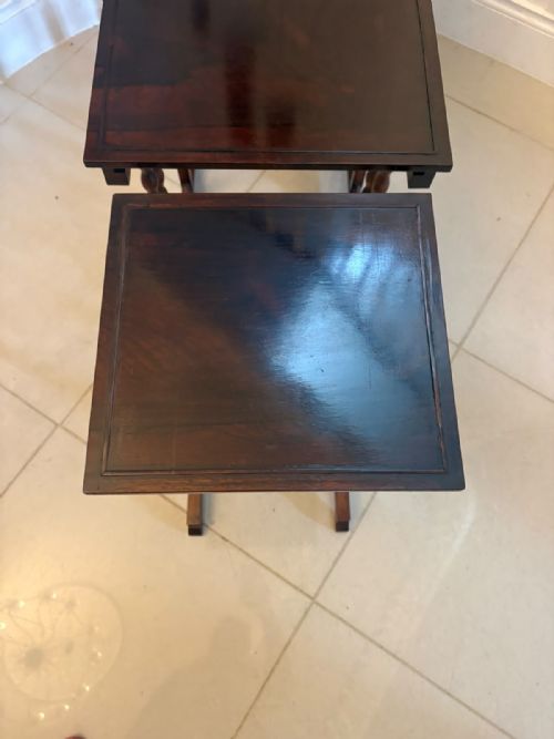 ANTIQUE REGENCY ROSEWOOD QUARTETTO NEST OF FOUR TABLES WITH INTEGRATED CHESS TABLE - ADDITIONAL PHOTO 3
