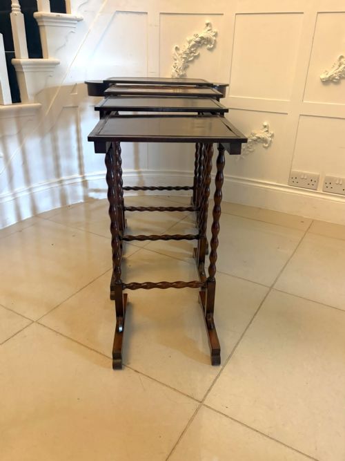 ANTIQUE REGENCY ROSEWOOD QUARTETTO NEST OF FOUR TABLES WITH INTEGRATED CHESS TABLE - ADDITIONAL PHOTO 6