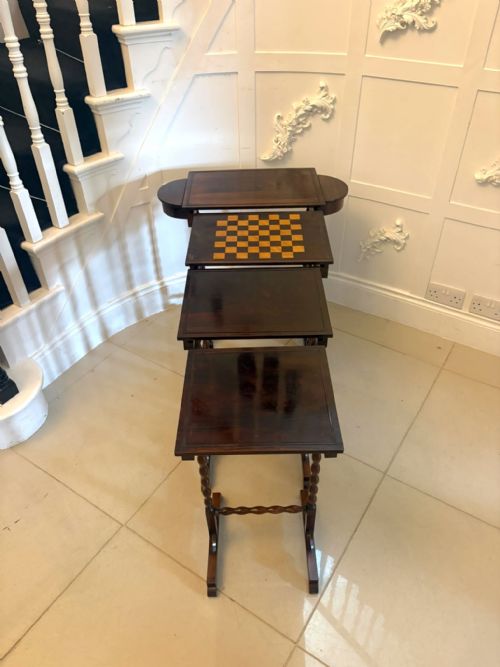 ANTIQUE REGENCY ROSEWOOD QUARTETTO NEST OF FOUR TABLES WITH INTEGRATED CHESS TABLE - ADDITIONAL PHOTO 7