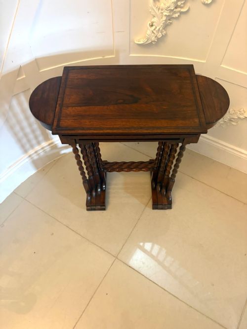 ANTIQUE REGENCY ROSEWOOD QUARTETTO NEST OF FOUR TABLES WITH INTEGRATED CHESS TABLE - ADDITIONAL PHOTO 12