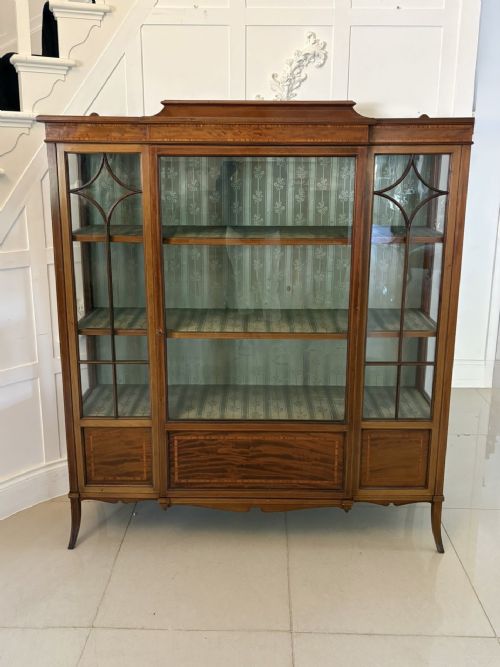 SUPERB QUALITY ANTIQUE EDWARDIAN INLAID MAHOGANY DISPLAY CABINET