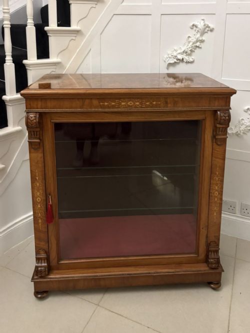 ATTRACTIVE ANTIQUE MID19TH CENTURY INLAID MAHOGANY SIDE DISPLAY CABINET