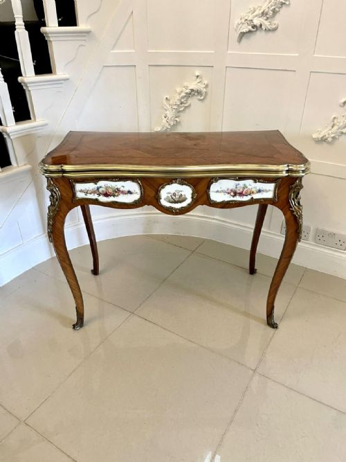 OUTSTANDING QUALITY ANTIQUE VICTORIAN PORCELAIN AND ORMOLU MOUNTED KINGWOOD CARDCONSOLE TABLE BY G T MORANT LONDON