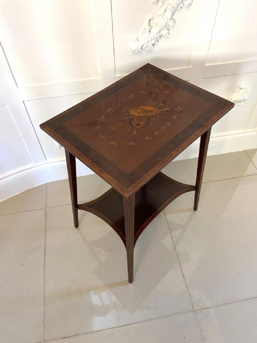 FINE QUALITY ANTIQUE EDWARDIAN MAHOGANY INLAID LAMP TABLE