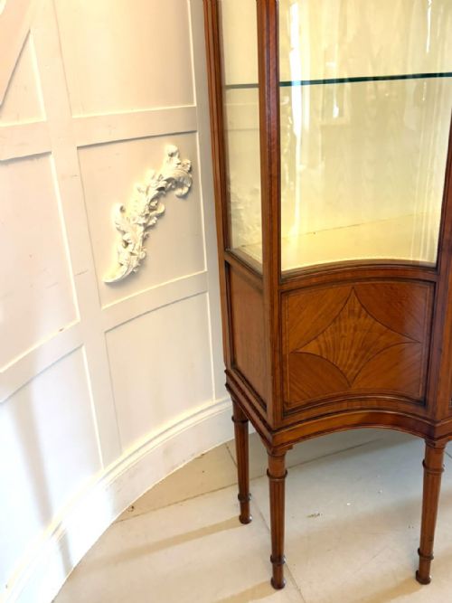 ANTIQUE VICTORIAN SATINWOOD INLAID BOW FRONT DISPLAY CABINET - ADDITIONAL PHOTO 13