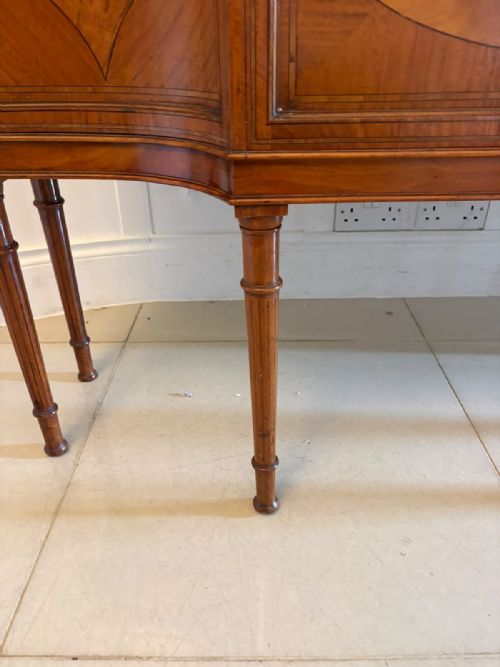 ANTIQUE VICTORIAN SATINWOOD INLAID BOW FRONT DISPLAY CABINET - ADDITIONAL PHOTO 14