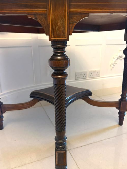 ANTIQUE VICTORIAN ROSEWOOD MARQUETRY INLAID OCTAGONAL CENTRE TABLE - ADDITIONAL PHOTO 3