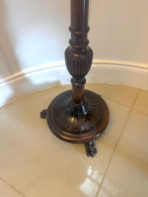 ANTIQUE VICTORIAN QUALITY CARVED MAHOGANY TORCHERE PLANT STAND PEDESTAL COLUMN - ADDITIONAL PHOTO 7