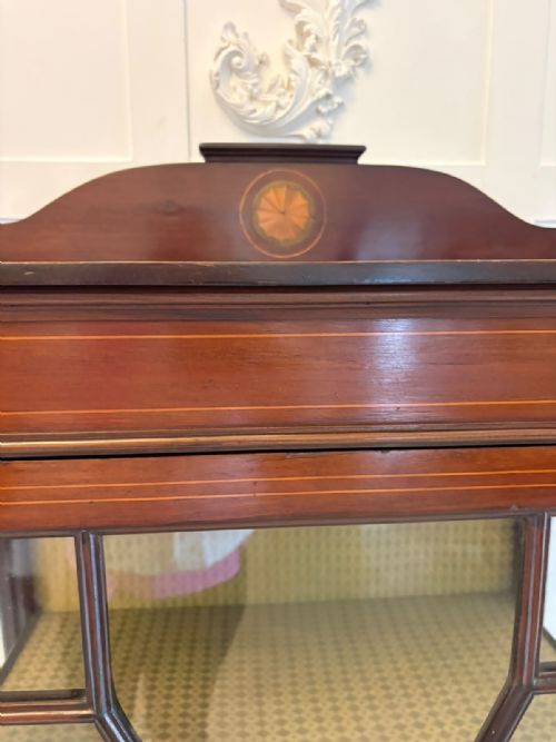 ANTIQUE EDWARDIAN INLAID MAHOGANY DISPLAY CABINET BOOKCASE GLAZED CABINET - ADDITIONAL PHOTO 4