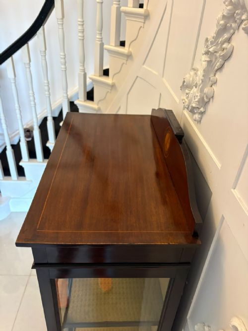 ANTIQUE EDWARDIAN INLAID MAHOGANY DISPLAY CABINET BOOKCASE GLAZED CABINET - ADDITIONAL PHOTO 7