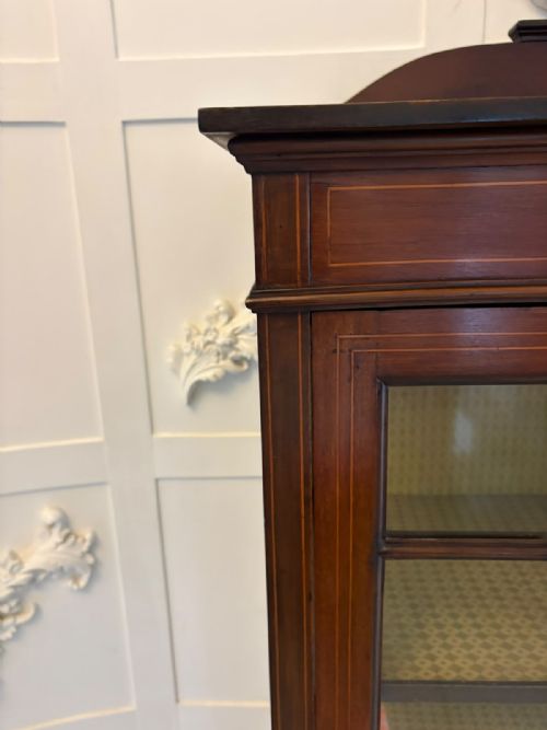 ANTIQUE EDWARDIAN INLAID MAHOGANY DISPLAY CABINET BOOKCASE GLAZED CABINET - ADDITIONAL PHOTO 8