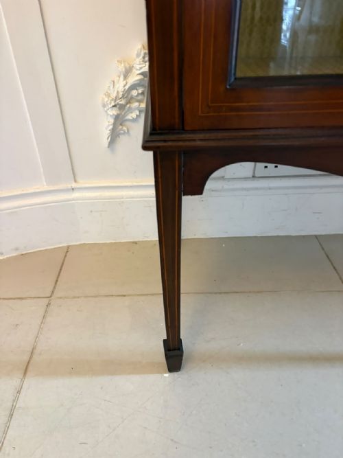 ANTIQUE EDWARDIAN INLAID MAHOGANY DISPLAY CABINET BOOKCASE GLAZED CABINET - ADDITIONAL PHOTO 9