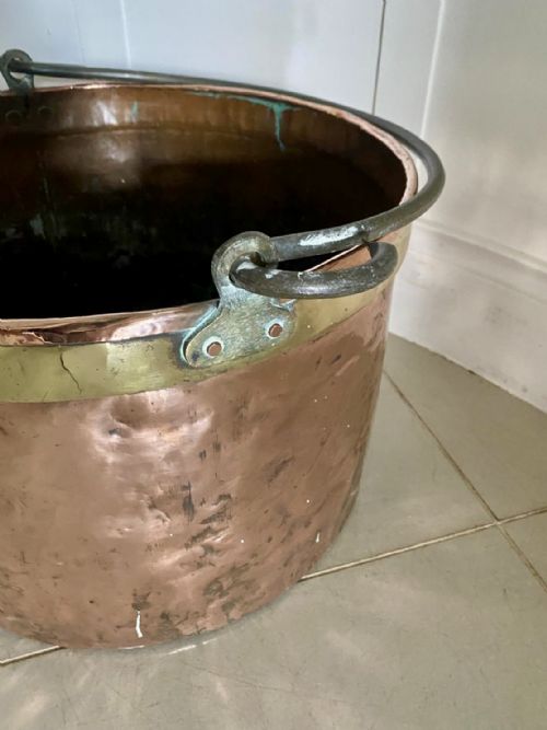 ANTIQUE GEORGIAN COPPER LOG BIN COAL BUCKET FIRESIDE BUCKET PLANTER - ADDITIONAL PHOTO 3