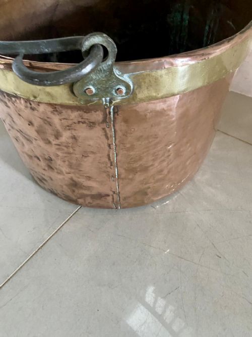 ANTIQUE GEORGIAN COPPER LOG BIN COAL BUCKET FIRESIDE BUCKET PLANTER - ADDITIONAL PHOTO 4