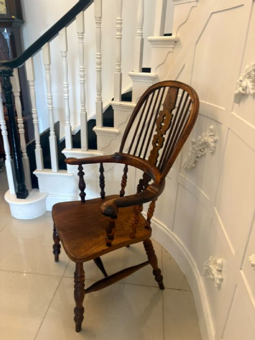 ANTIQUE YEW WOOD WINDSOR ARMCHAIR ENGLISH COUNTRY HOUSE CHAIR HOOP BACK WINDSOR - ADDITIONAL PHOTO 2