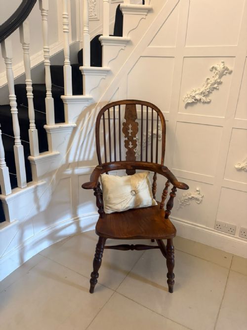 ANTIQUE YEW WOOD WINDSOR ARMCHAIR ENGLISH COUNTRY HOUSE CHAIR HOOP BACK WINDSOR - ADDITIONAL PHOTO 3