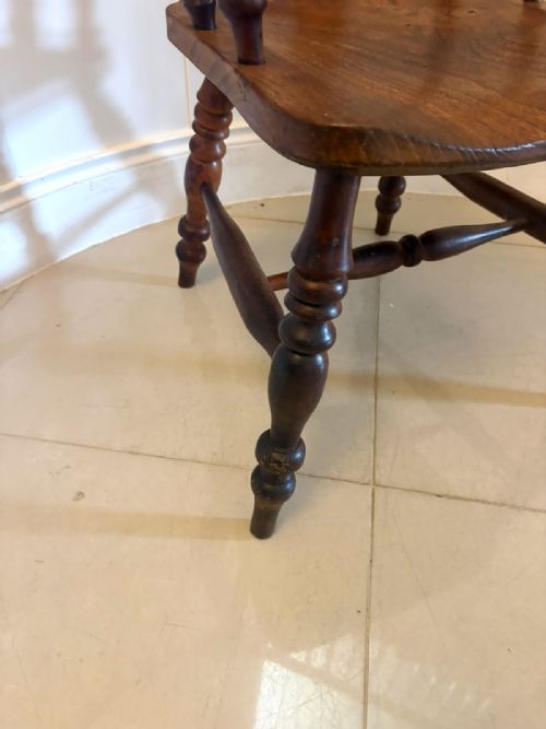 ANTIQUE YEW WOOD WINDSOR ARMCHAIR ENGLISH COUNTRY HOUSE CHAIR HOOP BACK WINDSOR - ADDITIONAL PHOTO 4