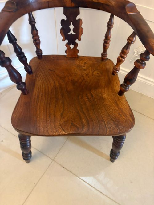 ANTIQUE YEW WOOD WINDSOR ARMCHAIR ENGLISH COUNTRY HOUSE CHAIR HOOP BACK WINDSOR - ADDITIONAL PHOTO 6
