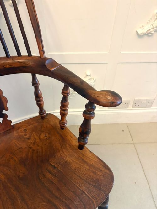 ANTIQUE YEW WOOD WINDSOR ARMCHAIR ENGLISH COUNTRY HOUSE CHAIR HOOP BACK WINDSOR - ADDITIONAL PHOTO 8
