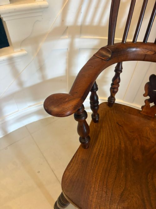 ANTIQUE YEW WOOD WINDSOR ARMCHAIR ENGLISH COUNTRY HOUSE CHAIR HOOP BACK WINDSOR - ADDITIONAL PHOTO 9