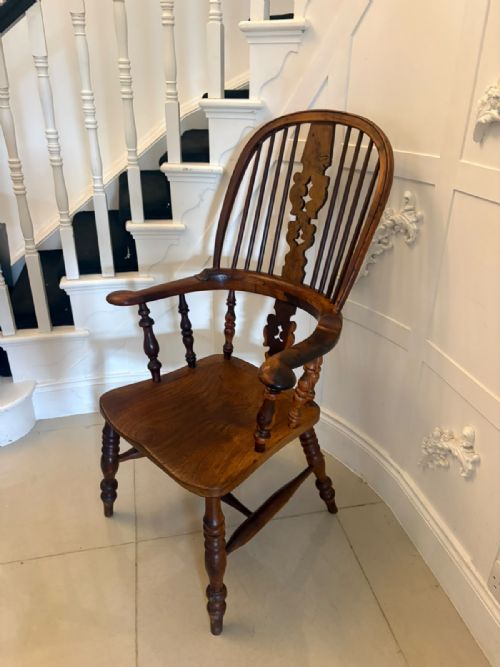 ANTIQUE YEW WOOD WINDSOR ARMCHAIR ENGLISH COUNTRY HOUSE CHAIR HOOP BACK WINDSOR - ADDITIONAL PHOTO 12