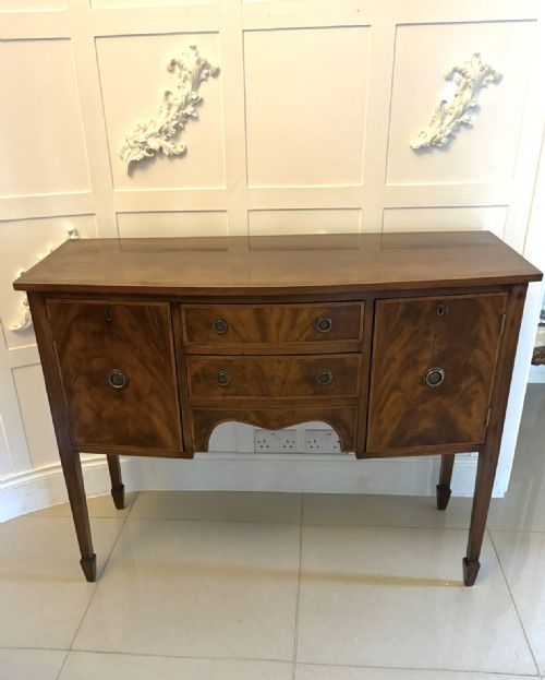 ANTIQUE EDWARDIAN FLAME MAHOGANY BOW FRONT SIDEBOARD BUFFET CABINET