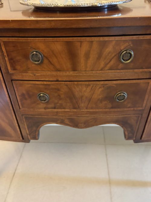 ANTIQUE EDWARDIAN FLAME MAHOGANY BOW FRONT SIDEBOARD BUFFET CABINET - ADDITIONAL PHOTO 3