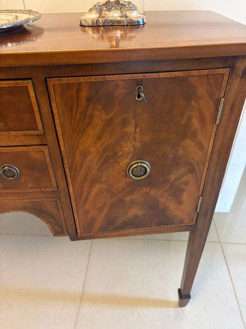 ANTIQUE EDWARDIAN FLAME MAHOGANY BOW FRONT SIDEBOARD BUFFET CABINET - ADDITIONAL PHOTO 6