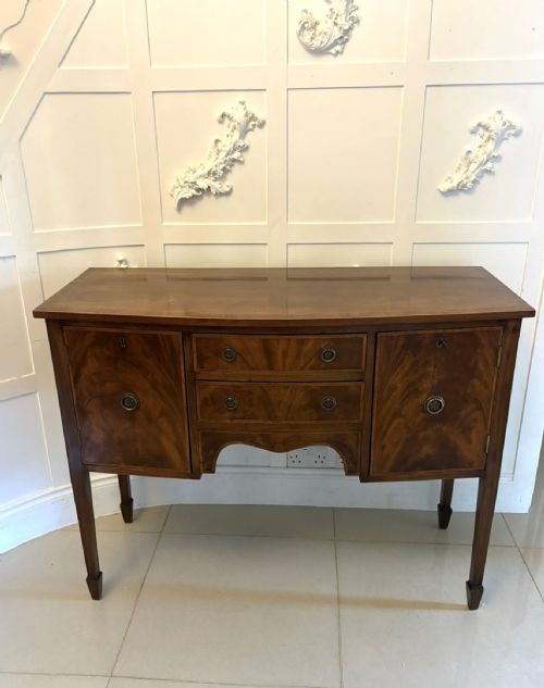 ANTIQUE EDWARDIAN FLAME MAHOGANY BOW FRONT SIDEBOARD BUFFET CABINET - ADDITIONAL PHOTO 7